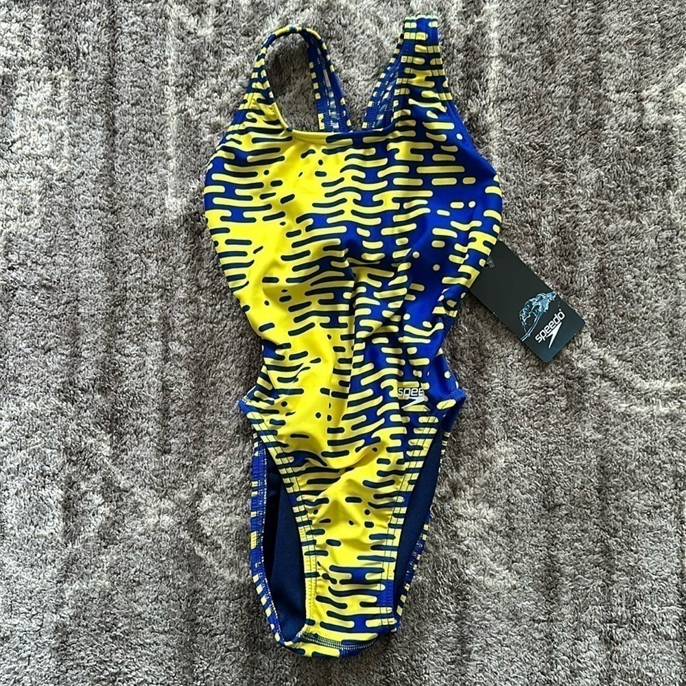 NWT Speedo Pro LT One Piece Swimsuit Sapphire Gold 20